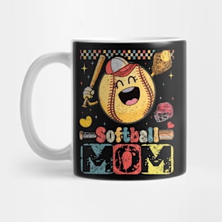 Softball Mama Funny Cute Retro Vintage Mug